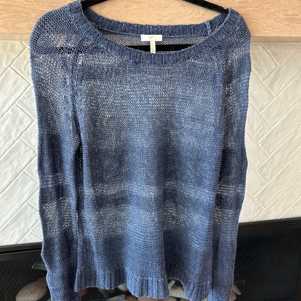 JOIE 100% Navy Linen Summer Beach Crew/Boat neck Sweater S Small